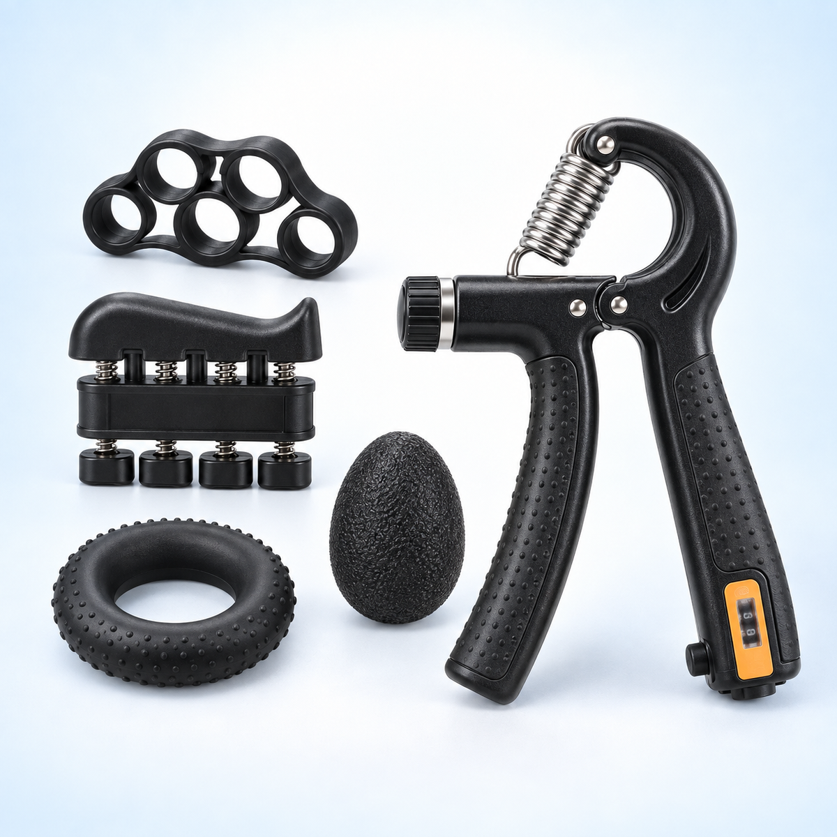 Grip Trainer Kit | Adjustable Hand Gripper, Finger Exercisers & Stress Ball for Muscle Recovery
