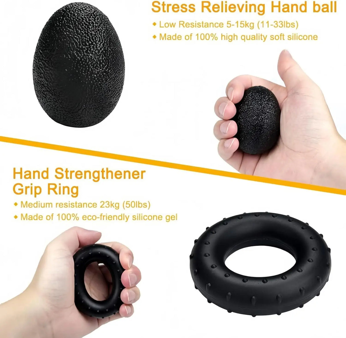 Grip Trainer Kit | Adjustable Hand Gripper, Finger Exercisers & Stress Ball for Muscle Recovery