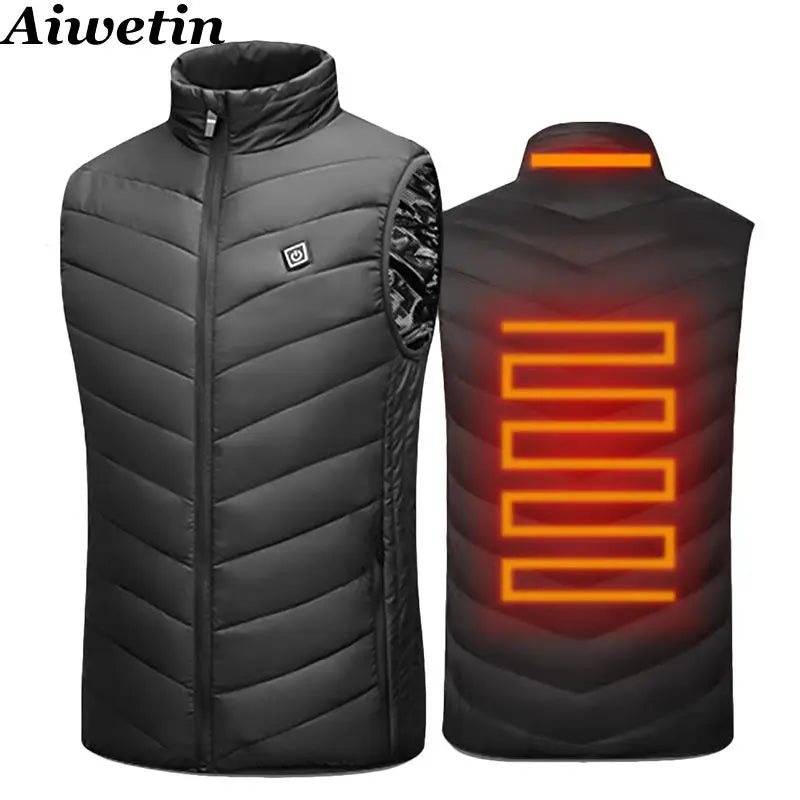 Men's USB Heated Vest | Thick Non-Woven Jacket for Winter Sports Hiking 5XL