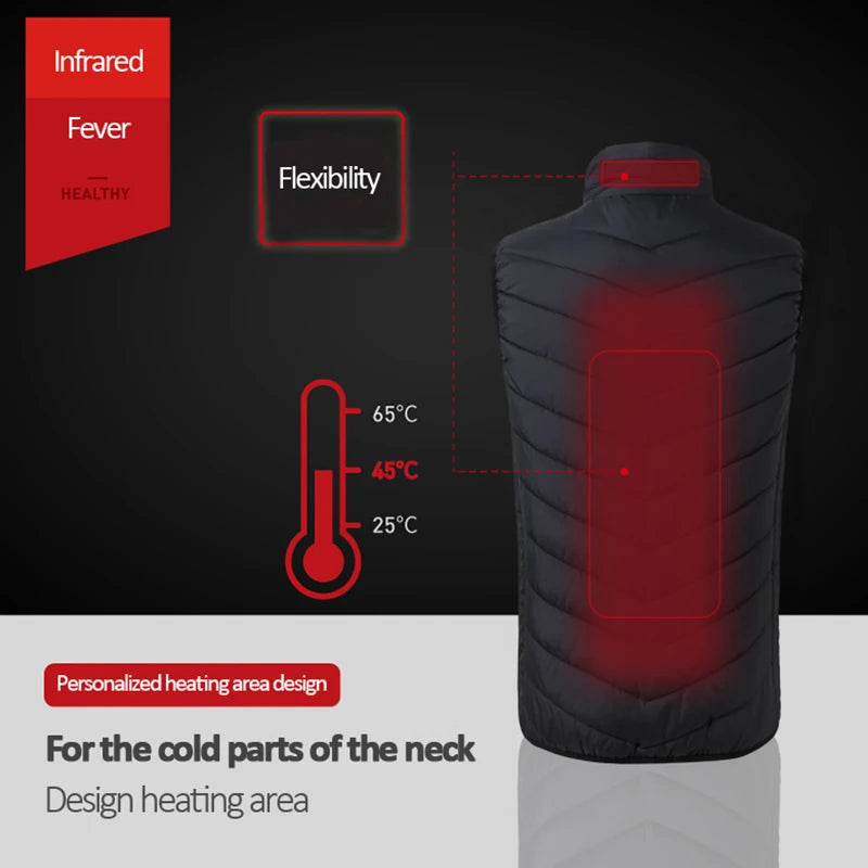 Men's USB Heated Vest | Thick Non-Woven Jacket for Winter Sports Hiking 5XL