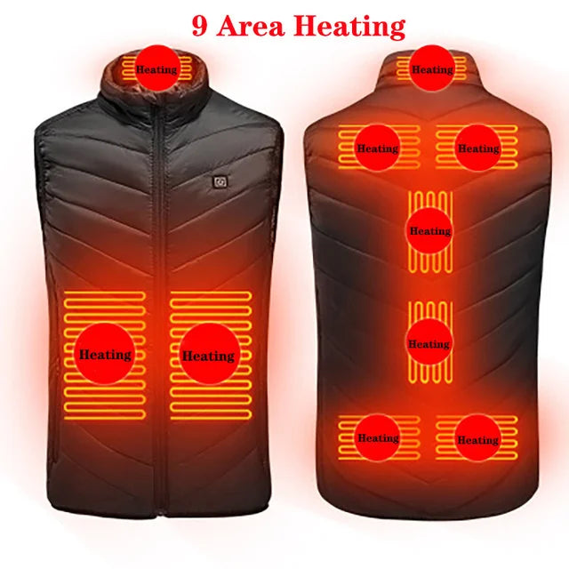Men's USB Heated Vest | Thick Non-Woven Jacket for Winter Sports Hiking 5XL