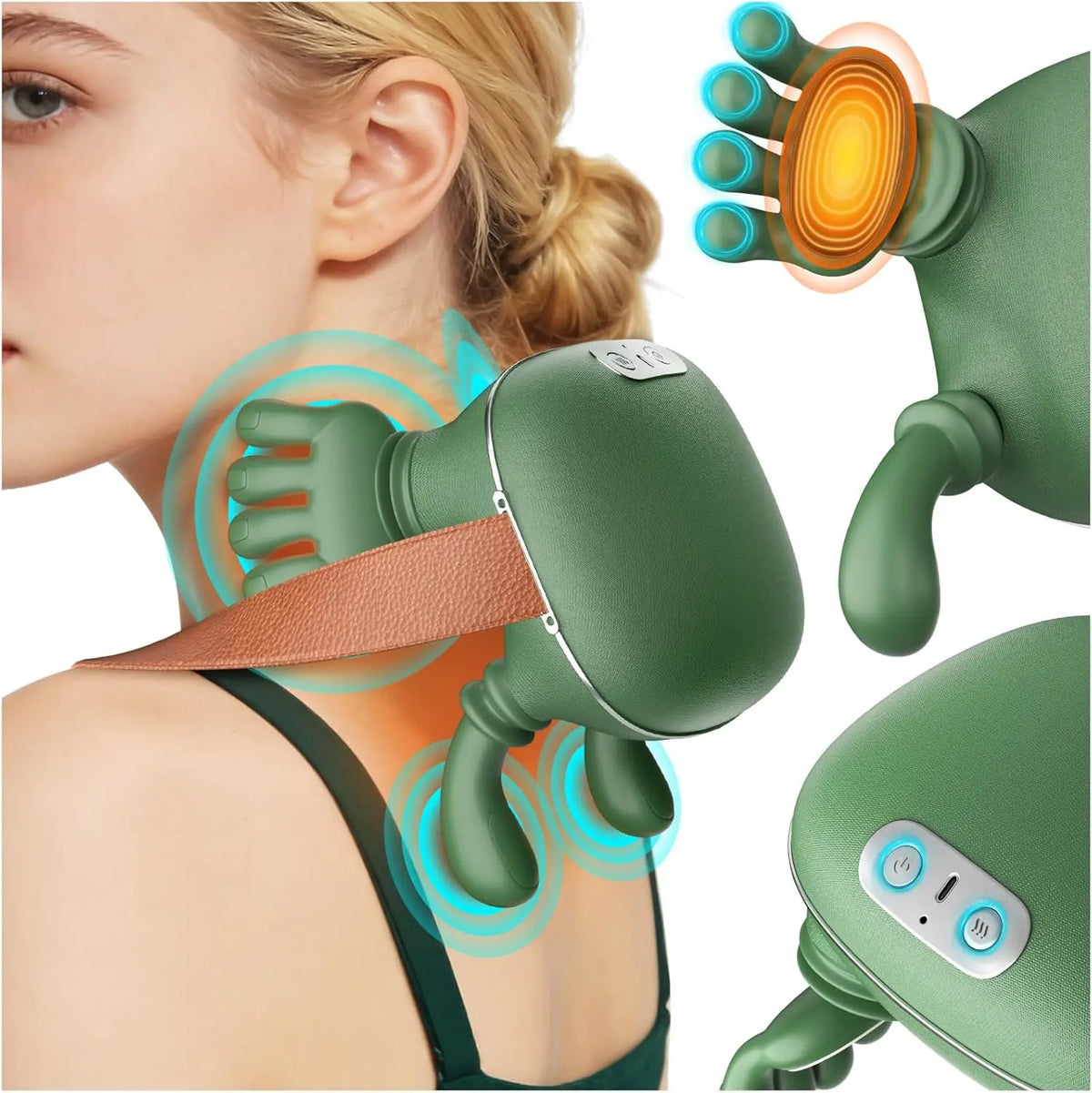 Wireless Neck And Back Massager | 4D Shiatsu Deep Tissue Heat for Shoulder and Cervical Relief
