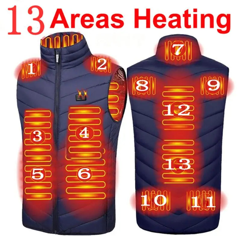 Men's USB Heated Vest | Thick Non-Woven Jacket for Winter Sports Hiking 5XL