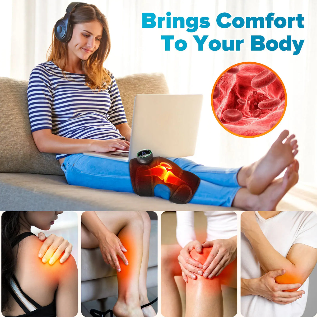 Heating Massage Knee Pad | Hot Compress for Muscle Relaxation and Blood Circulation