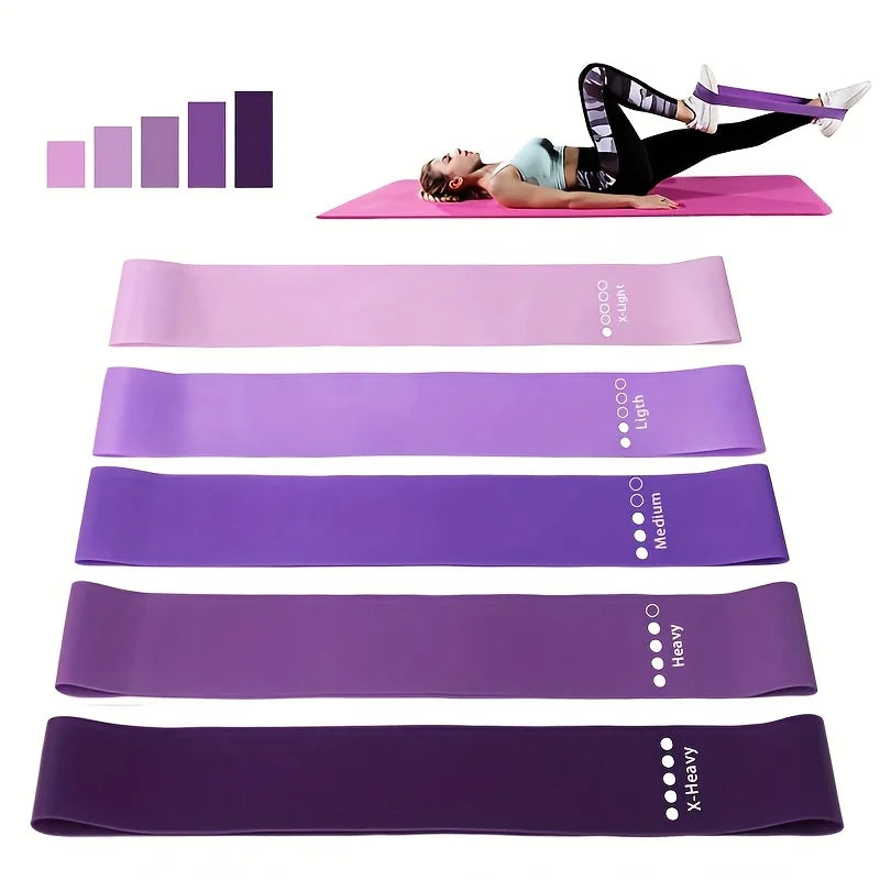Resistance Band Set | 5-Piece Stackable Colorful Yoga and Fitness Trainer