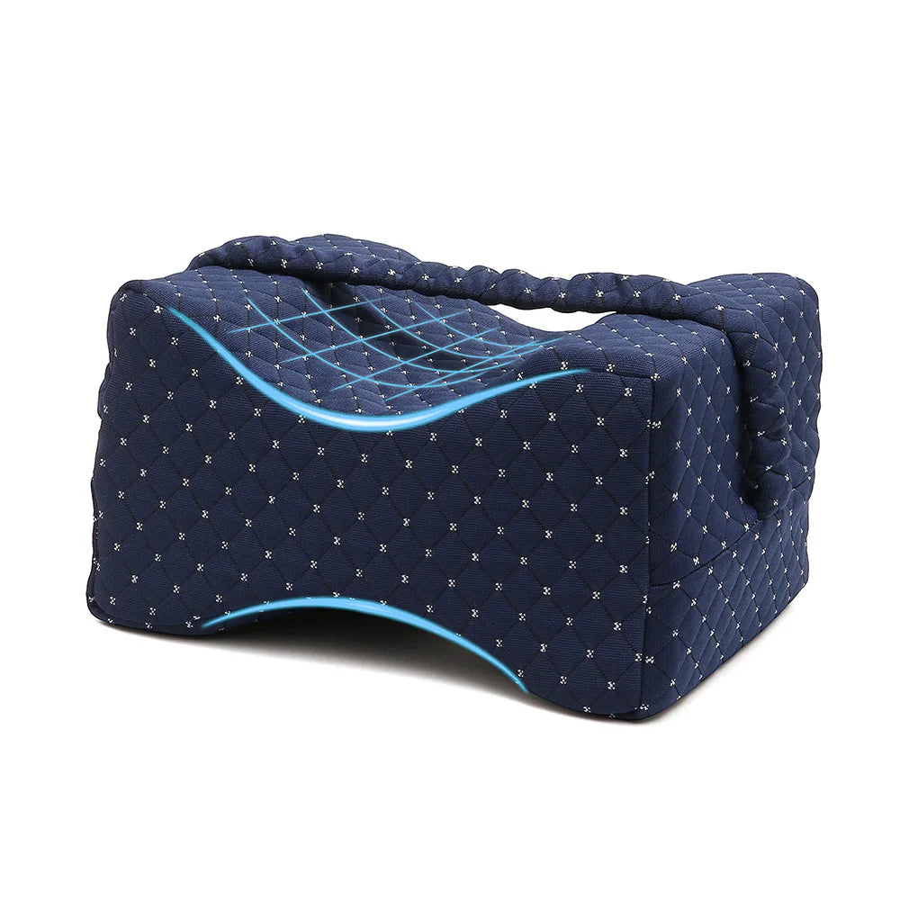 Knee Pillow for Side Sleepers | Soft Memory Foam with Straps for Comfort