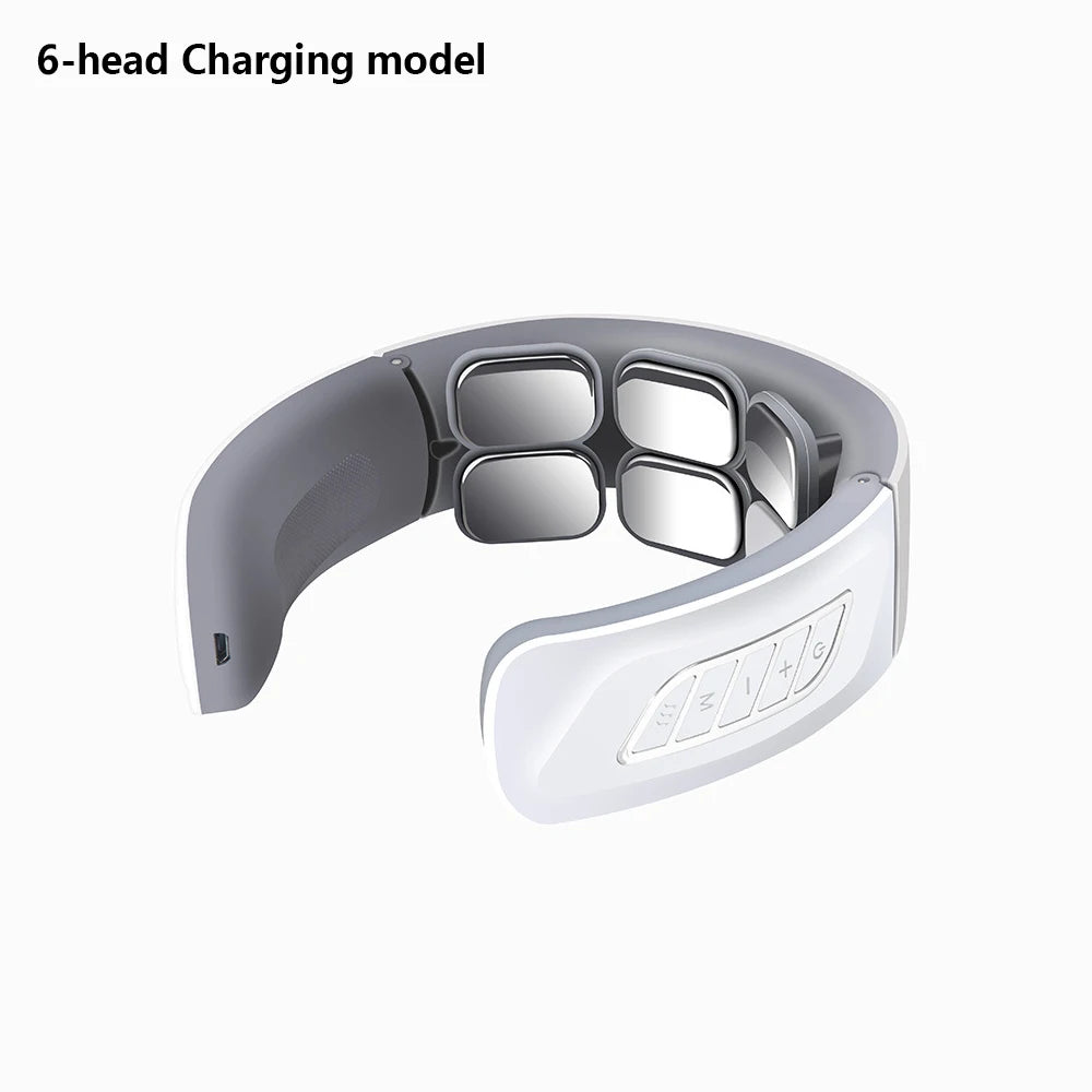 Portable Neck Massager | USB Rechargeable, Heating & Vibration Functions, Four-Head Design