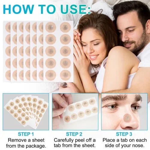 Magnetic Nasal Strips | Cotton Snore Relief Aid for Enhanced Airflow and Restful Sleep