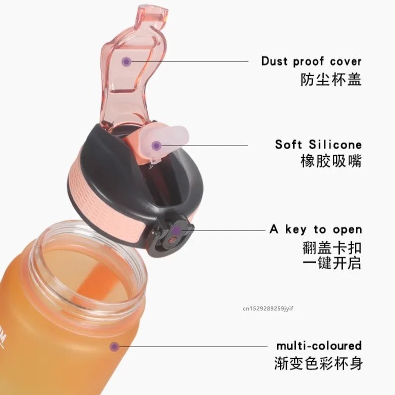Gradient Color 1000ml Plastic Water Bottle | Leak-Proof Design for Fitness and Travel