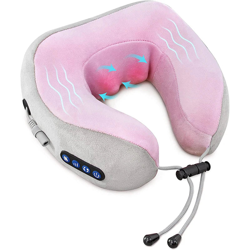 Electric Neck Massager | U-Shaped Memory Foam Pillow with Heat & Vibration for Cervical Pain Relief