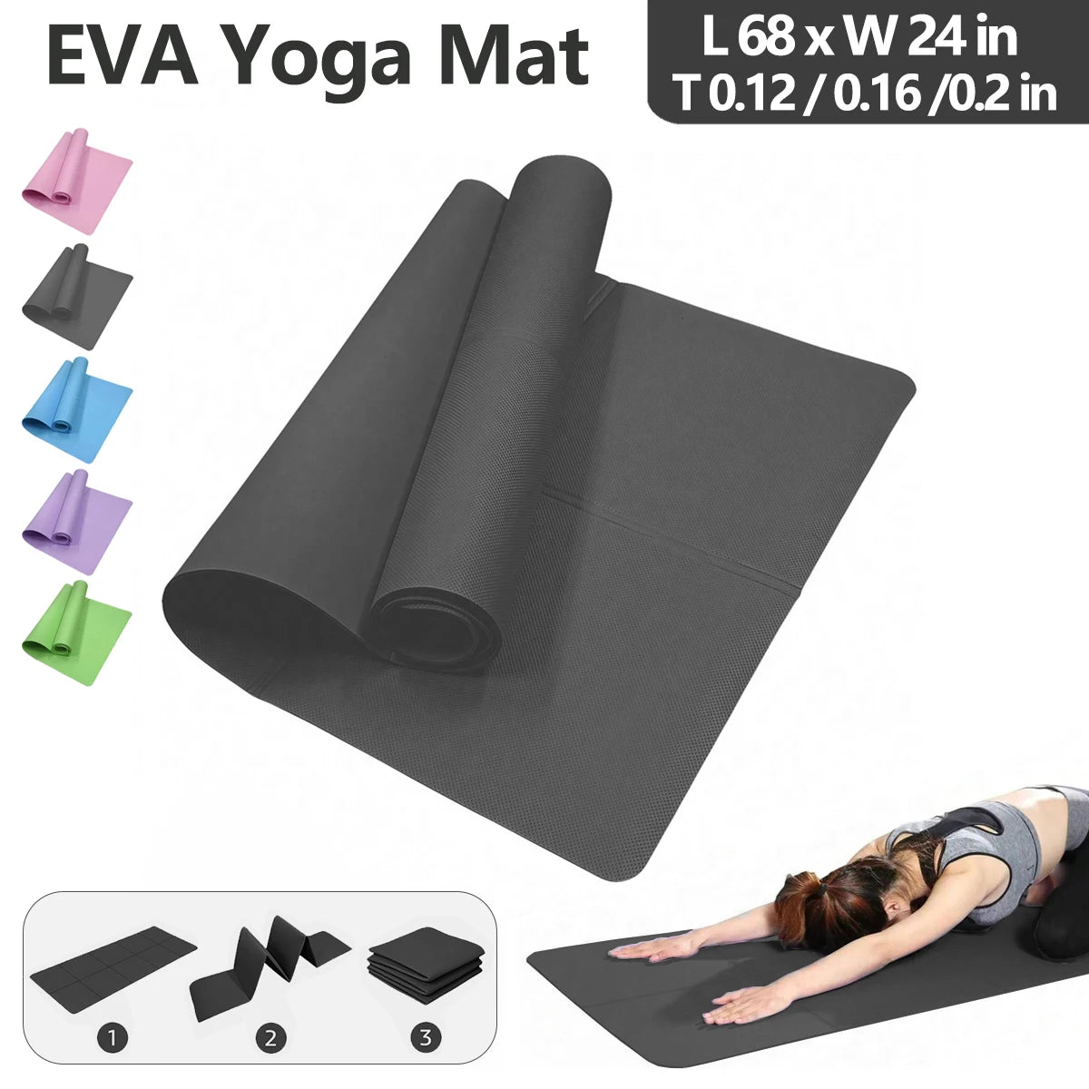 Yoga Mat | Eco-Friendly EVA, Non-Absorbent, Portable for Travel & Fitness