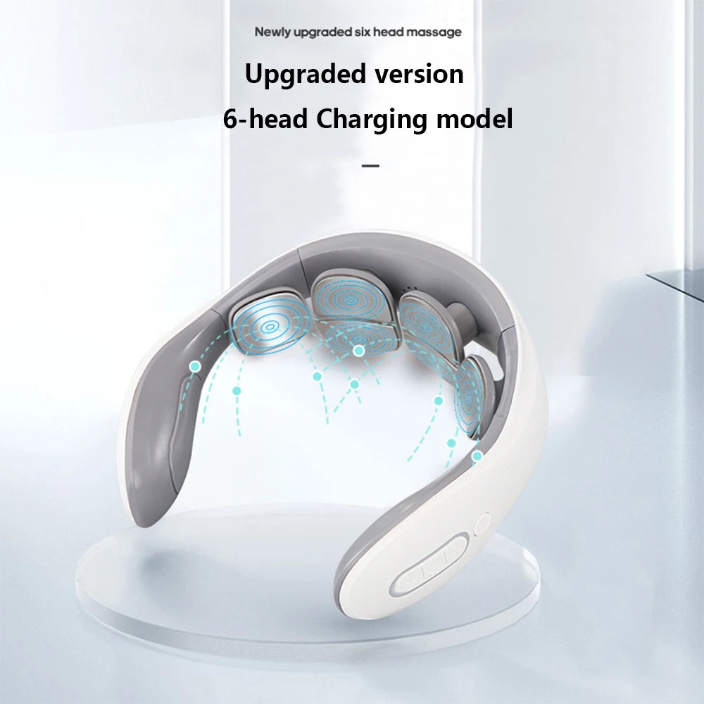 Portable Neck Massager | USB Rechargeable, Heating & Vibration Functions, Four-Head Design
