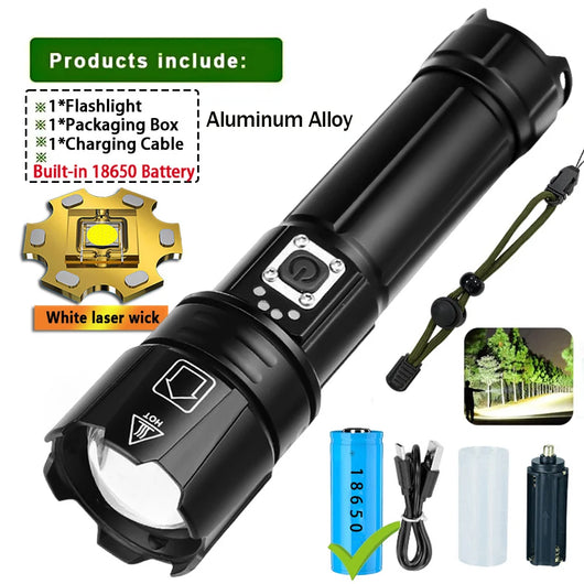 Most Powerful LED Flashlight USB Rechargeable Torch Light High Power Flashlight Tactical Lantern Long Shot Hand Lamp For Camping