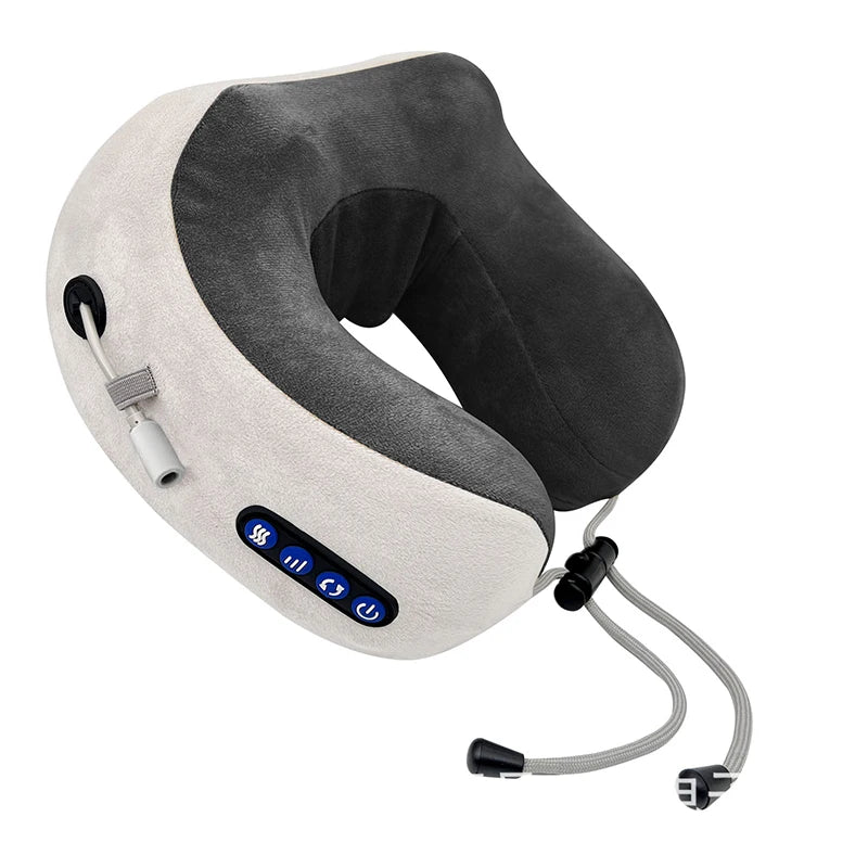 Electric Neck Massager | U-Shaped Memory Foam Pillow with Heat & Vibration for Cervical Pain Relief