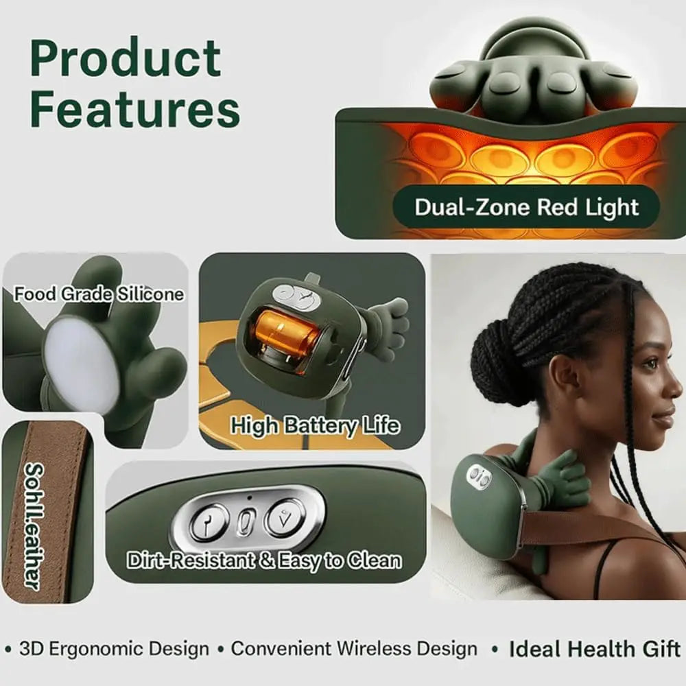 Wireless Neck And Back Massager | 4D Shiatsu Deep Tissue Heat for Shoulder and Cervical Relief