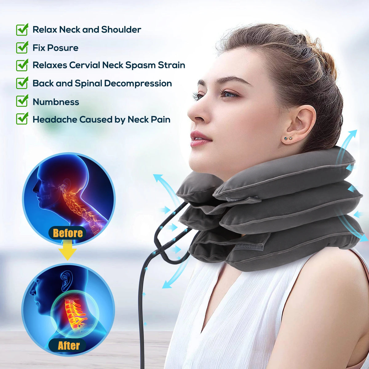 Neck Massager | Inflatable Cervical Support Pillow for Pain Relief