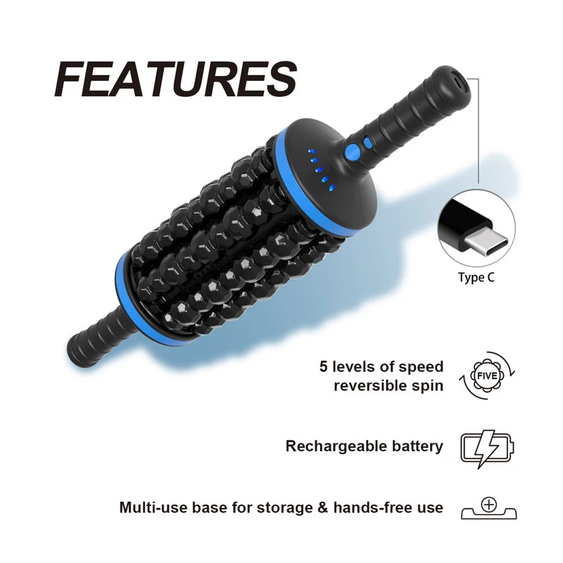 Cordless Body Massage Roller | Rechargeable Percussive Massager for Muscle Relaxation