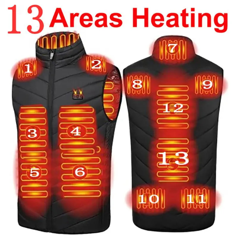 Men's USB Heated Vest | Thick Non-Woven Jacket for Winter Sports Hiking 5XL
