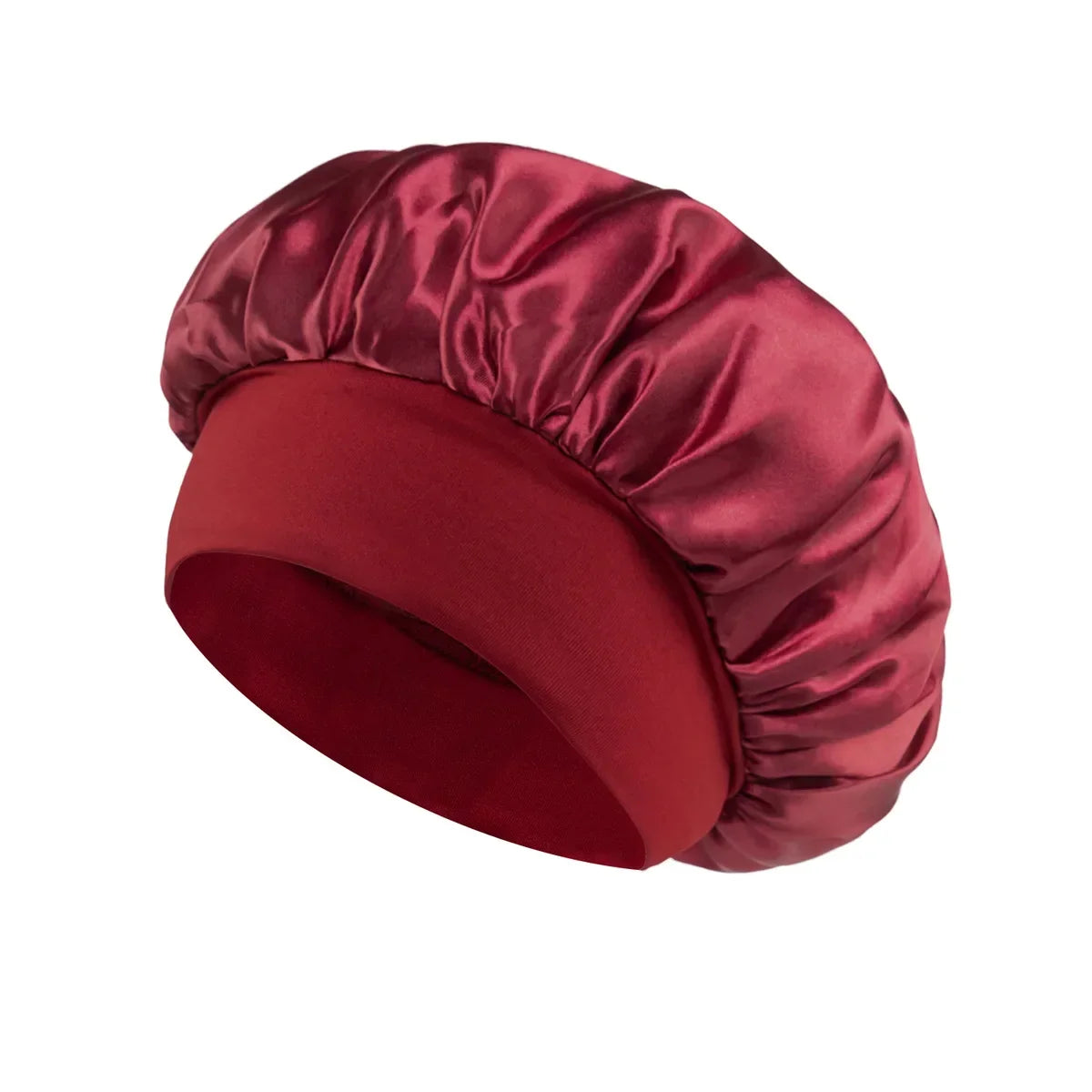 Women Satin Hair Bonnet | Solid Silk Sleeping Hat with Wide Brim and Soft Elastic Band