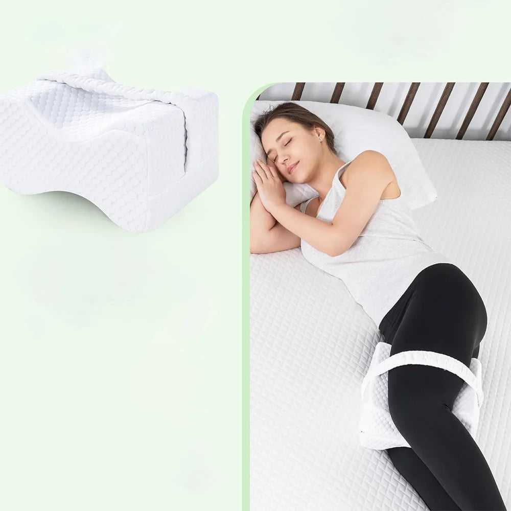 Knee Pillow for Side Sleepers | Soft Memory Foam with Straps for Comfort