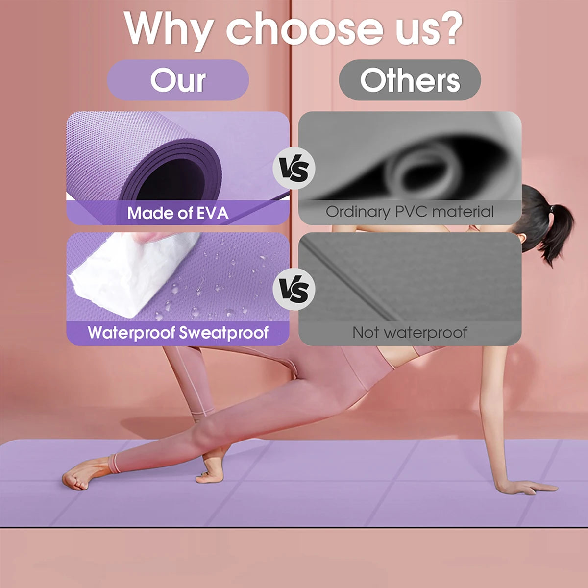 Yoga Mat | Eco-Friendly EVA, Non-Absorbent, Portable for Travel & Fitness