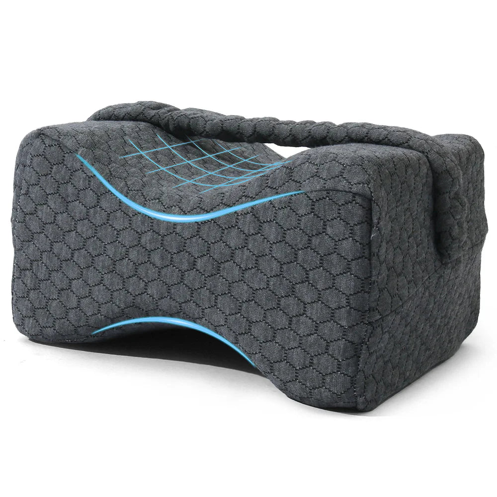 Knee Pillow for Side Sleepers | Soft Memory Foam with Straps for Comfort