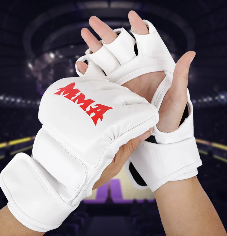 Boxing Training Gloves | Half Finger PU Leather for Sanda and UFC Practice