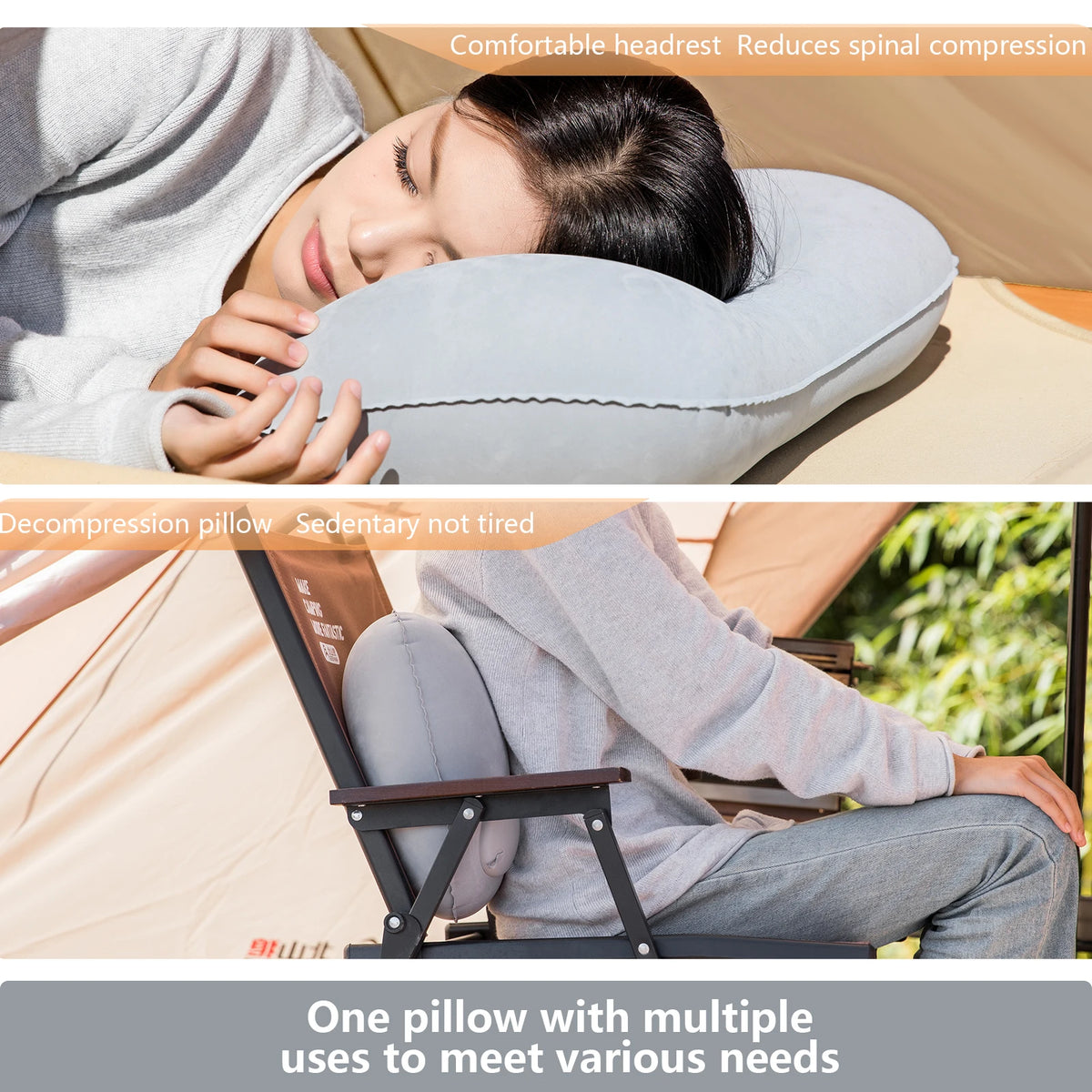 Inflatable Camping Pillow | Ultralight Air Sleeping Support for Neck and Lumbar