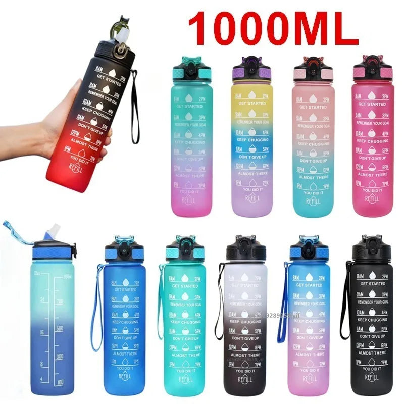 Gradient Color 1000ml Plastic Water Bottle | Leak-Proof Design for Fitness and Travel