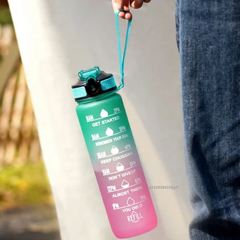 Gradient Color 1000ml Plastic Water Bottle | Leak-Proof Design for Fitness and Travel