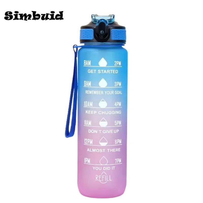 Gradient Color 1000ml Plastic Water Bottle | Leak-Proof Design for Fitness and Travel