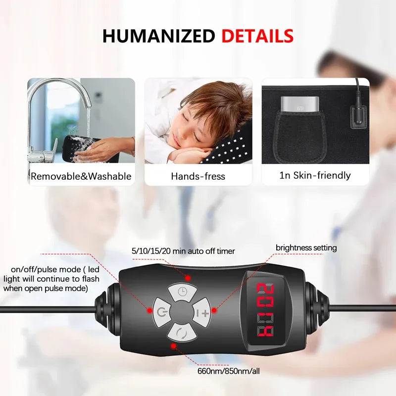 LED Infrared Heating Massage Belt | Non-Woven Lumbar Support for Muscle Relief