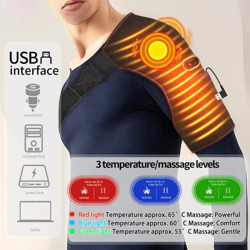 Electric Shoulder Massager | Heating Pad Vibration Support Belt for Fatigue Relief