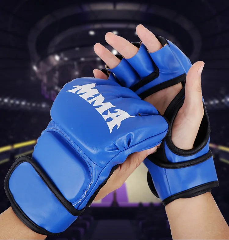 Boxing Training Gloves | Half Finger PU Leather for Sanda and UFC Practice
