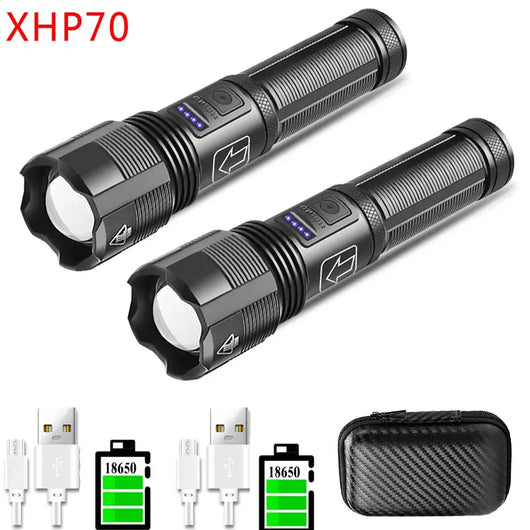 Aluminum Alloy XHP70.2 XHP50.2 Tactical Hunting Torch 4 Core Led Flashlight 18650 AAA Battery Usb Rechargeable Zoomable Lantern