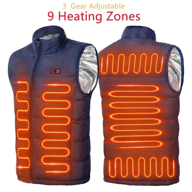 Heated Vest Jacket | 9 Zones Graphene Heating | USB Power Delivery for Camping