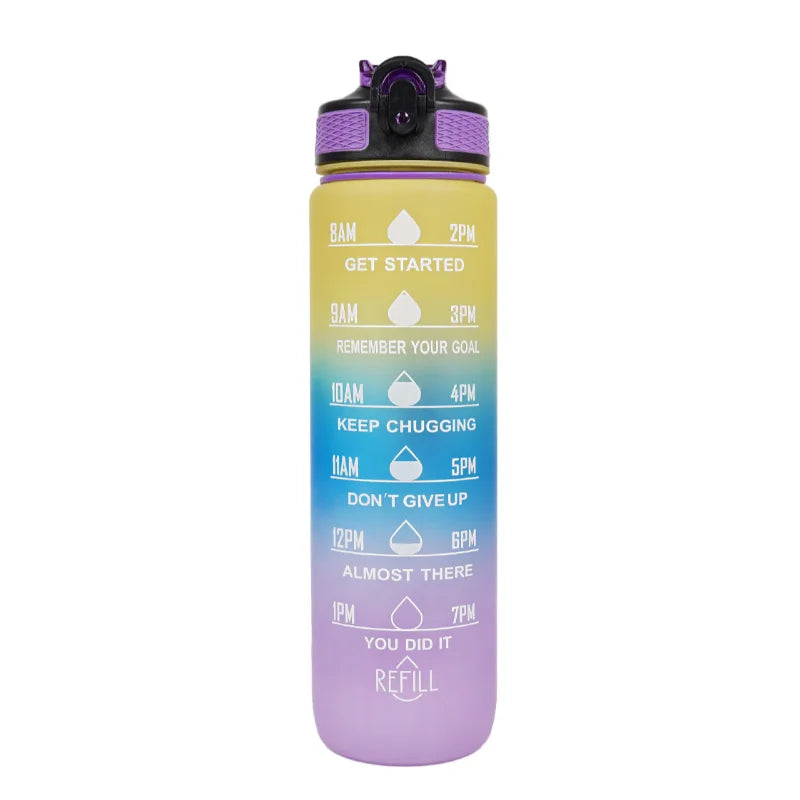 Gradient Color 1000ml Plastic Water Bottle | Leak-Proof Design for Fitness and Travel