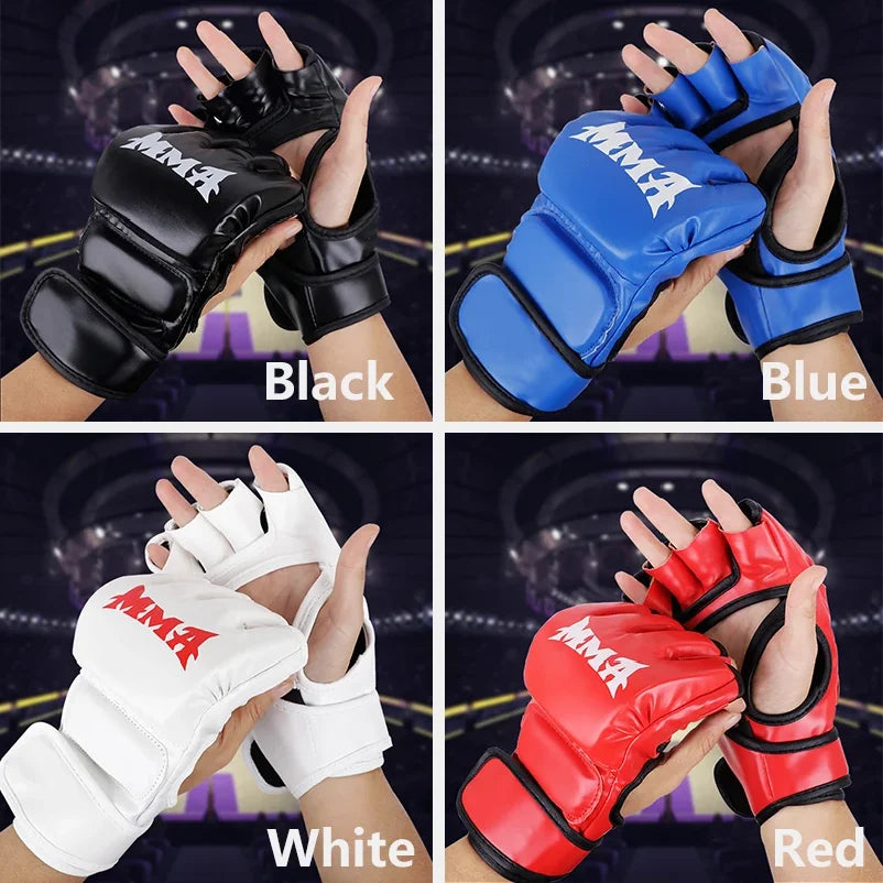 Boxing Training Gloves | Half Finger PU Leather for Sanda and UFC Practice
