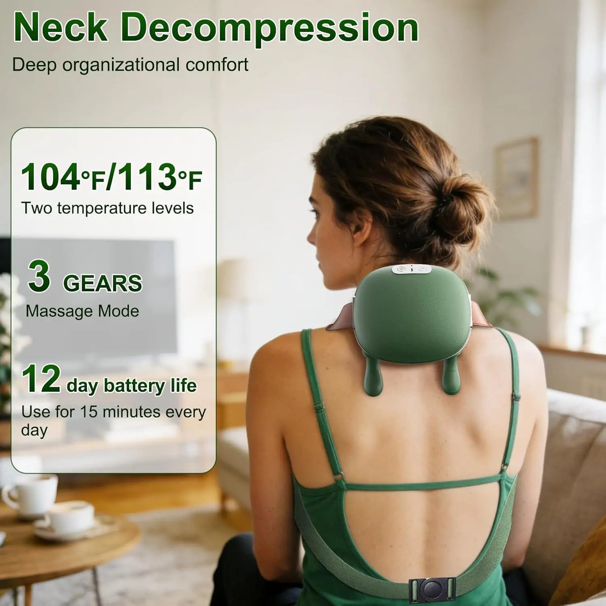 Wireless Neck And Back Massager | 4D Shiatsu Deep Tissue Heat for Shoulder and Cervical Relief