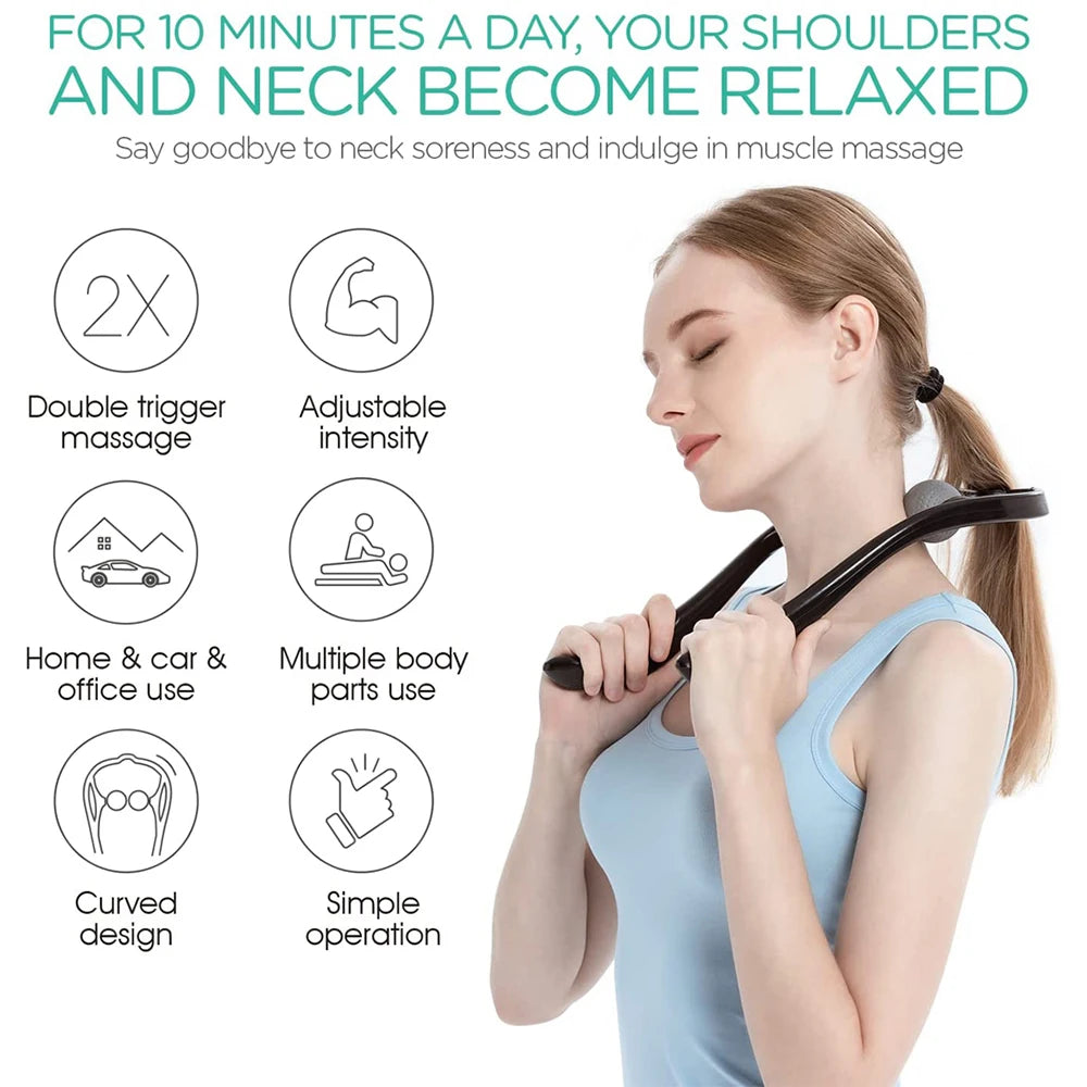 Neck Massager | Ergonomic Dual Trigger Point Design for Pain Relief, Lightweight & Portable