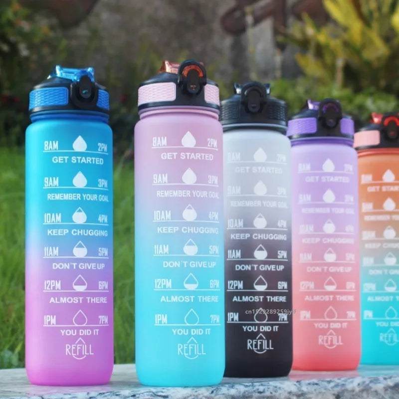 Gradient Color 1000ml Plastic Water Bottle | Leak-Proof Design for Fitness and Travel