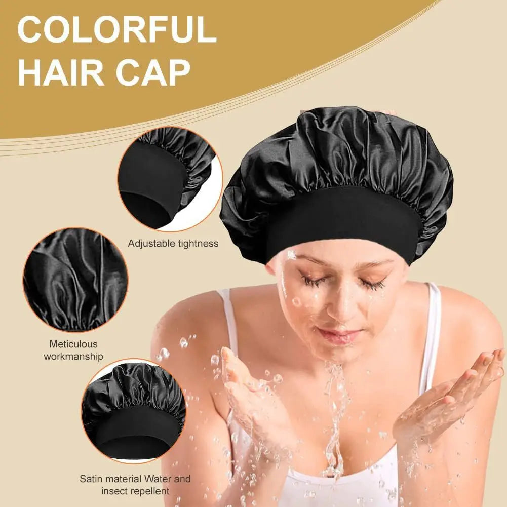 Women Satin Hair Bonnet | Solid Silk Sleeping Hat with Wide Brim and Soft Elastic Band