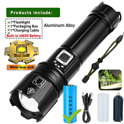 Most Powerful LED Flashlight USB Rechargeable Torch Light High Power Flashlight Tactical Lantern Long Shot Hand Lamp For Camping