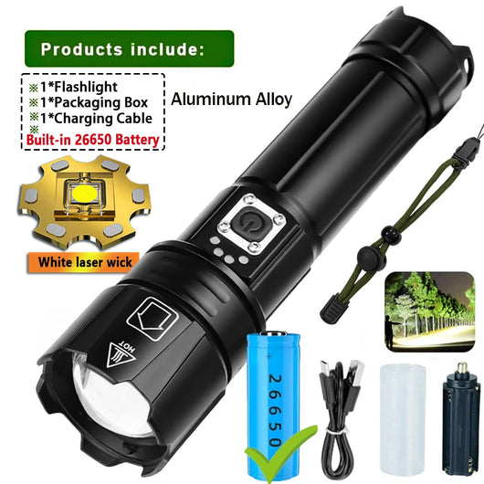 Most Powerful LED Flashlight USB Rechargeable Torch Light High Power Flashlight Tactical Lantern Long Shot Hand Lamp For Camping