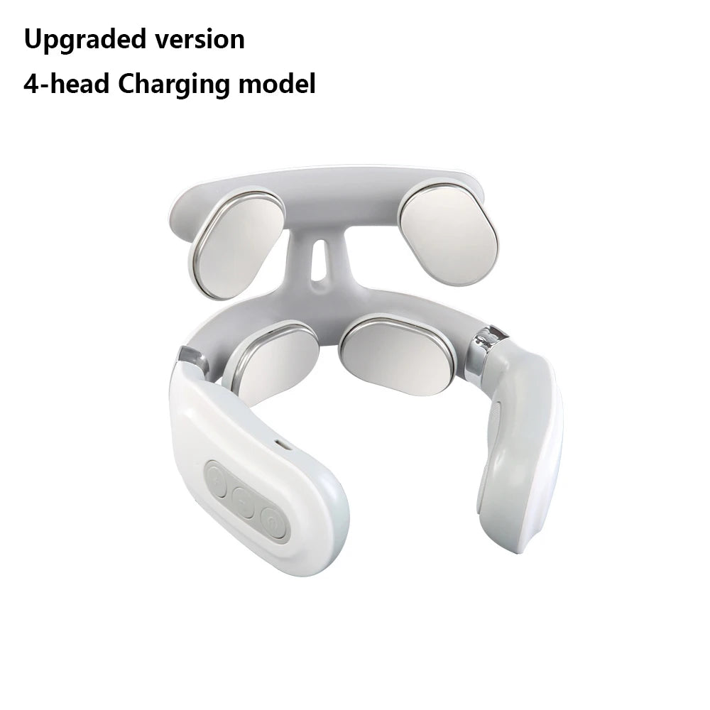 Portable Neck Massager | USB Rechargeable, Heating & Vibration Functions, Four-Head Design