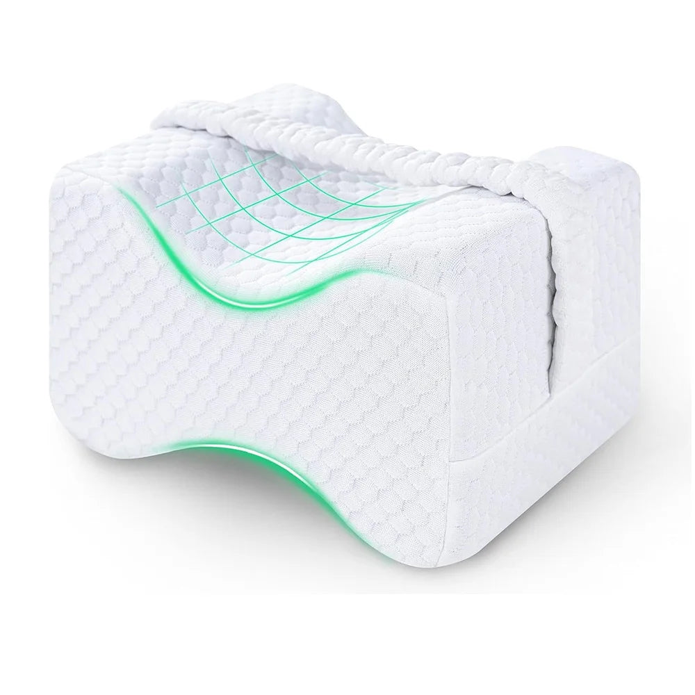 Knee Pillow for Side Sleepers | Soft Memory Foam with Straps for Comfort