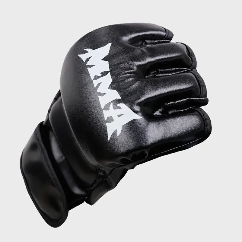Boxing Training Gloves | Half Finger PU Leather for Sanda and UFC Practice