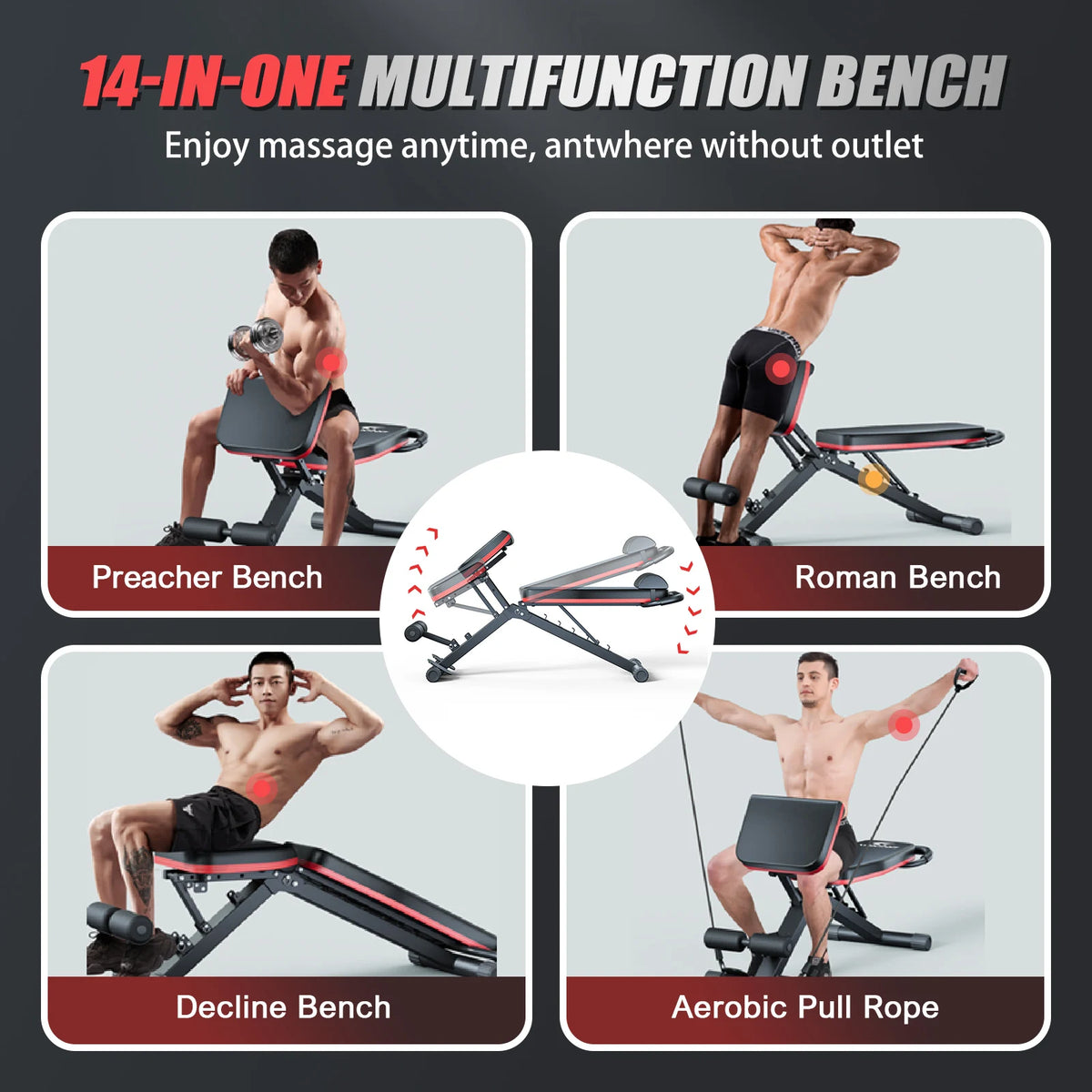 14-in-1 Foldable Dumbbell Bench | Multi-Functional Weight Bench with 1000 lbs Capacity, 6 Adjustable Levels