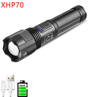 Aluminum Alloy XHP70.2 XHP50.2 Tactical Hunting Torch 4 Core Led Flashlight 18650 AAA Battery Usb Rechargeable Zoomable Lantern