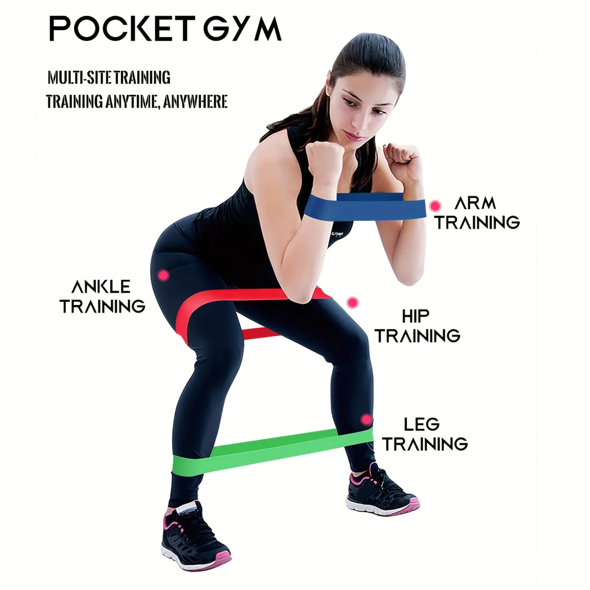 Resistance Band Set | 5-Piece Stackable Colorful Yoga and Fitness Trainer